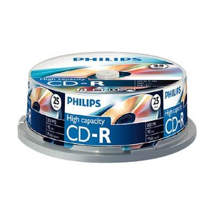 CD-R80, PHILIPS 52x, 25 db-os, hengeres