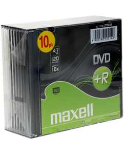 DVD+R4.7Gb, MAXELL 16x, 10 db, vékony tokos