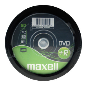 DVD+R4.7Gb, MAXELL 16x, 50 db, hengeres