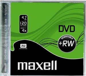 DVD+RW4.7Gb MAXELL 4x, vastagtokos, újraírható DVD