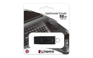 Pendrive 32GB, USB 3.2, KINGSTON DataTraveler Exodia, fek-fehér