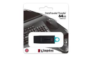 Pendrive 64GB, USB 3.2, KINGSTON DataTraveler Exodia, fekete-kék