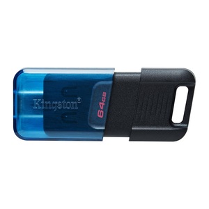 Pendrive 64GB, KINGSTON Data Traveler 80M, USB 3.2 Type-C, fekete-kék