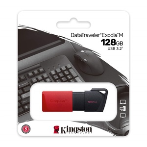 Pendrive 128GB, KINGSTON Data Traveler Exodia M, USB 3.2, fekete-piros