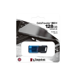 Pendrive 128GB, KINGSTON Data Traveler 80 M, USB 3.2 Type-C, fekete