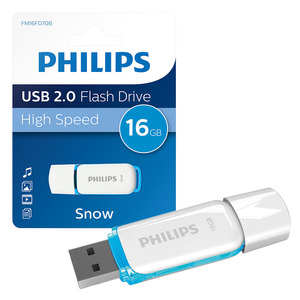 Pendrive 16GB, USB 2.0, PHILIPS Snow Edition, fehér-kék