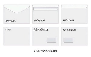 Bor&iacute;t&eacute;k LC/5, GPV 125202, enyvezett, 500 db, g&eacute;pi t&ouml;lt&eacute;sű, feh&eacute;r
