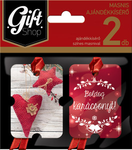 Ajándékkísérő 2db-os masnis GIFT SHOP színes, karácsonyi