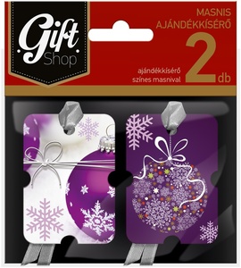 Ajándékkísérő 2db-os masnis GIFT SHOP színes, karácsonyi
