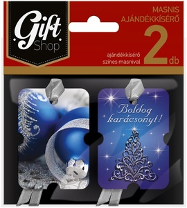 Ajándékkísérő 2db-os masnis GIFT SHOP színes, karácsonyi
