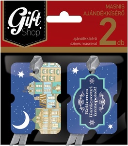 Ajándékkísérő 2db-os masnis GIFT SHOP színes, karácsonyi