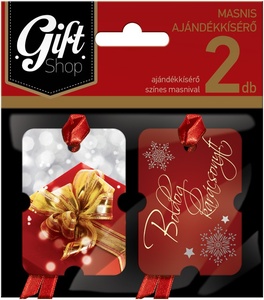 Ajándékkísérő 2db-os masnis GIFT SHOP színes, karácsonyi