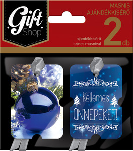 Ajándékkísérő 2db-os masnis GIFT SHOP színes, karácsonyi