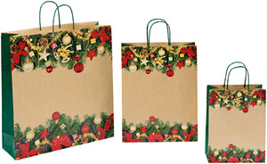 Dísztasak 32x17x45cm kraft Öko 4 hajtott, lapított papírfüles