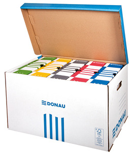 Archiváló konténer DONAU, felfelé nyíló tető, karton, kék