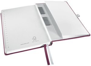 Beíró A5, 80 lap, LEITZ Style, keményfedelű, kockás, gránátvörös