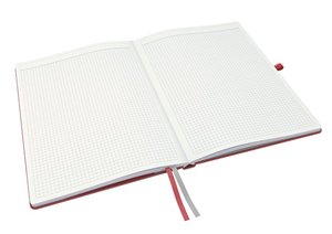Beíró A4, 80lap LEITZ Complete keményfedelű, exkluzív, kockás, piros