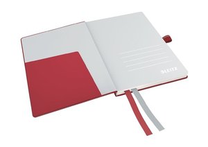 Beíró A6, 80lap LEITZ Complete keményfedeles, exkluzív, kockás, piros