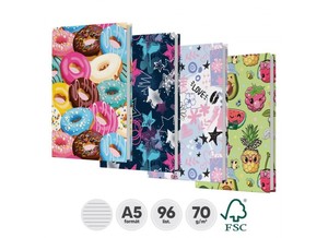 Be&iacute;r&oacute;k&ouml;nyv A5, 96 lap, HERLITZ vegyes mint&aacute;s kem&eacute;ny pap&iacute;rfedelű vonalas