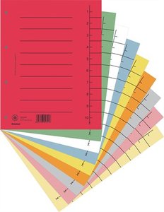 Elválasztó A4, 100 lap, DONAU, karton, 4 lyukú, vegyes színek