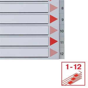 Elválasztó A4, 1-12, ESSELTE Maxi, műanyag, szürke