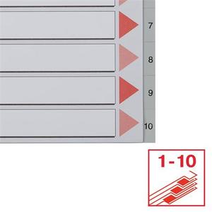 Elválasztó A4, 1-10, ESSELTE műanyag, sorszámozott, szürke