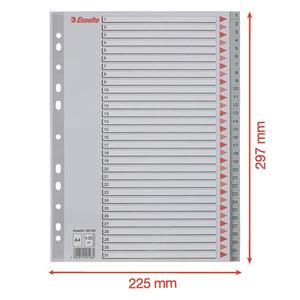 Elválasztó A4, 1-31, ESSELTE műanyag, sorszámozott, szürke