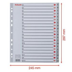 Elválasztó A4, A-Z, ESSELTE Maxi, műanyag, szürke