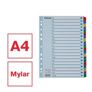 Elválasztó A4, A-Z, ESSELTE Mylar, karton