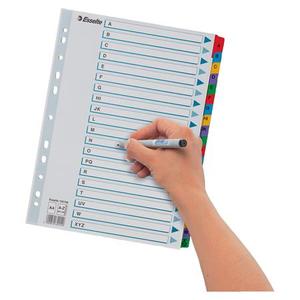 Elválasztó A4, A-Z, ESSELTE Mylar, karton