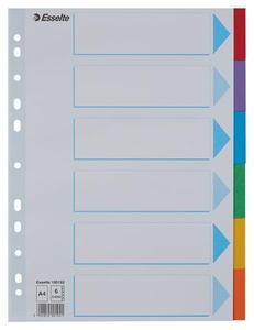Elválasztó A4, 6 lap, ESSELTE Standard, karton, írható előlappal