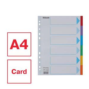 Elválasztó A4, 6 lap, ESSELTE Standard, karton, írható előlappal