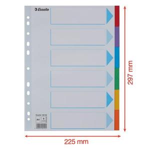 Elválasztó A4, 6 lap, ESSELTE Standard, karton, írható előlappal