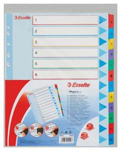 Elválasztó A4, 1-12, ESSELTE karton, sorszámozott, újraírható
