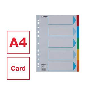 Elválasztó A4, 5 lap, ESSELTE Standard, karton, többszínű