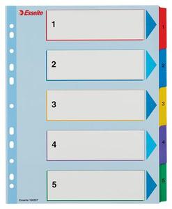 Elválasztó A4, 1-5, ESSELTE, karton, laminált karton, újraírható