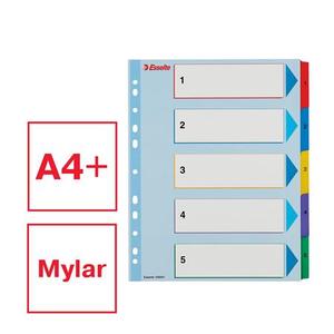 Elválasztó A4, 1-5, ESSELTE, karton, laminált karton, újraírható
