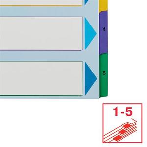 Elválasztó A4, 1-5, ESSELTE, karton, laminált karton, újraírható