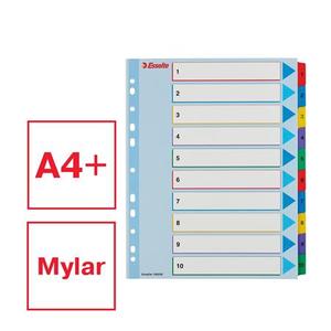 Elválasztó A4, 1-10, ESSELTE, karton, laminált karton, újraírható