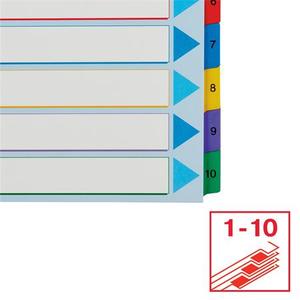 Elválasztó A4, 1-10, ESSELTE, karton, laminált karton, újraírható