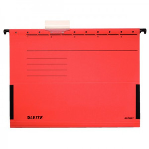 Függőmappa A4, LEITZ Alpha, karton, oldalt zárt, piros