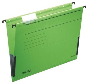 Függőmappa A4, LEITZ Alpha, karton, oldalt zárt, zöld