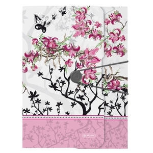Gumis mappa A4, PP, HERLITZ Ladylike Bloom, középen gumiszalag