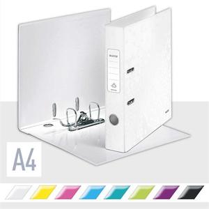Iratrendező A4, 52 mm, LEITZ Wow, 180°, PP/karton, lakkfényű, fehér