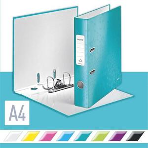 Iratrendező A4, 52 mm, LEITZ Wow, 180°, PP/karton, lakkfényű, jégkék