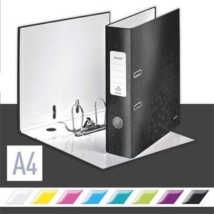 Iratrendező A4, 80 mm, LEITZ Wow, 180°, PP/karton, lakkfényű, fekete