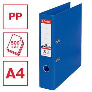 Iratrendező A4, 75 mm, ESSELTE No.1 Standard, PP/PP, élvédős, kék