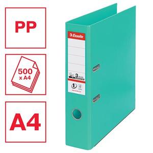 Iratrendező A4, 75 mm, ESSELTE No.1 Standard, PP/PP, élvédős, mentazöld