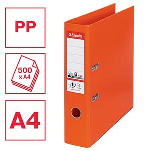 Iratrendező A4, 75 mm, ESSELTE No.1 Standard, PP/PP, élvédős, narancs