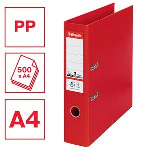 Iratrendező A4, 75 mm, ESSELTE No.1 Standard, PP/PP, élvédős, piros